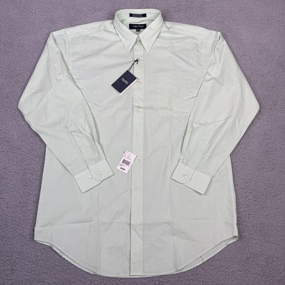 Nautica Shirt Mens 15.5 32-33 Green Key Lime Dress Button Down Long Sleeve NWT - Picture 1 of 13
